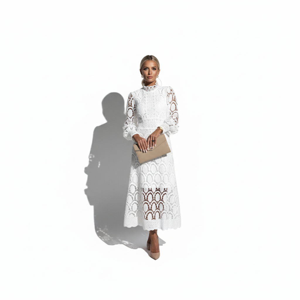 NOA™ – Delicate Lace Midi Dress