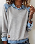 Maria – polo jumper with denim details