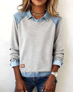 Maria – polo jumper with denim details