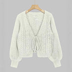 SHERICA™ – Cozy Vintage Chunky Tie-Front Long Sleeve Cardigan