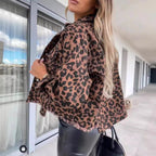 REEVA™ - Vintage Leopard Long Sleeve Button Down Jacket