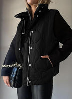PAMMY™ - Classic Puffer Button Zip Up Collared Vest