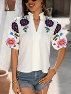 SANA™ - Chic Floral Puff Sleeve Summer Blouse