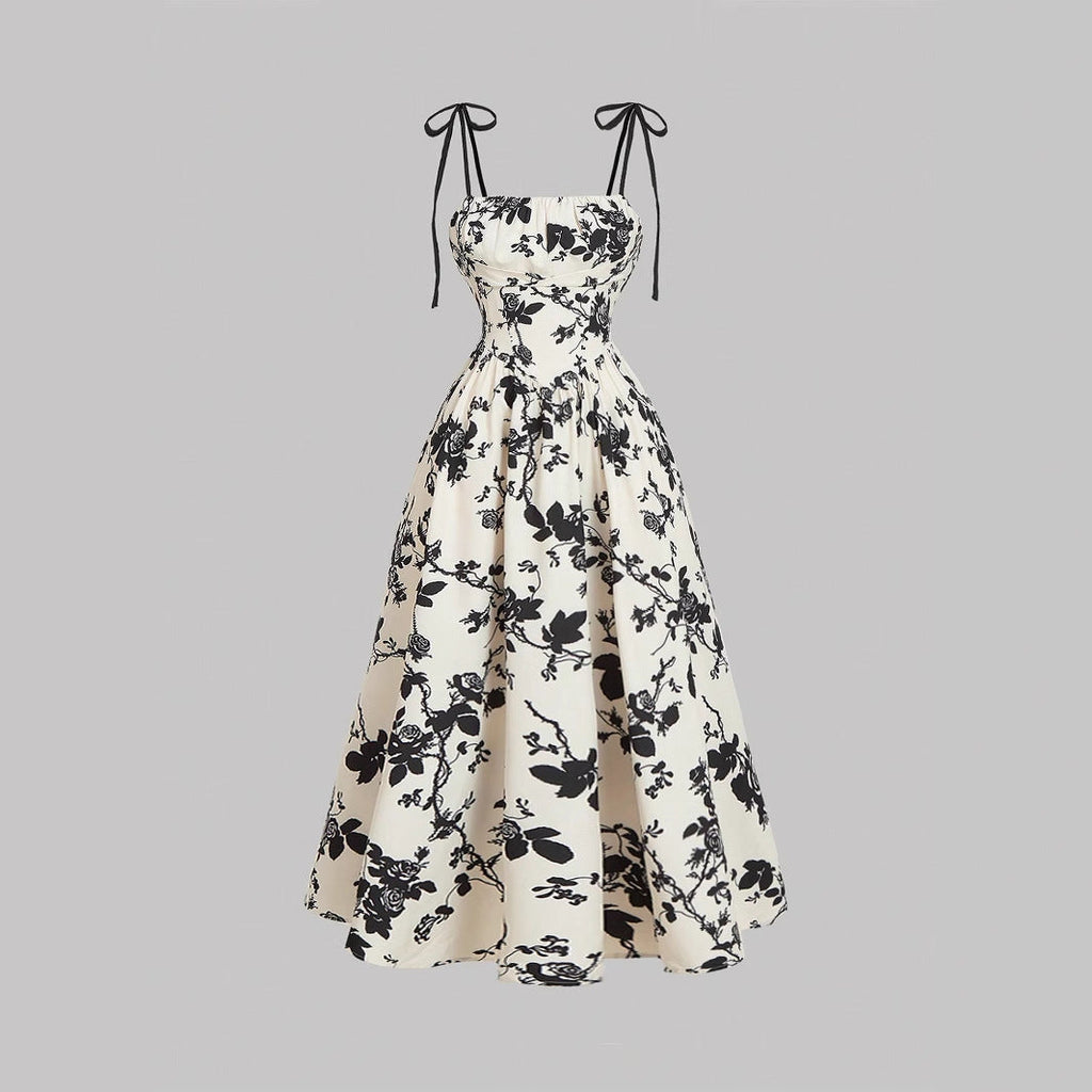 DAHLIANA™ - Elegant Summer Floral Tie-Shoulder Sundress