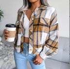 WALA™ - Casual Plaid Button Front Long Sleeve Jacket