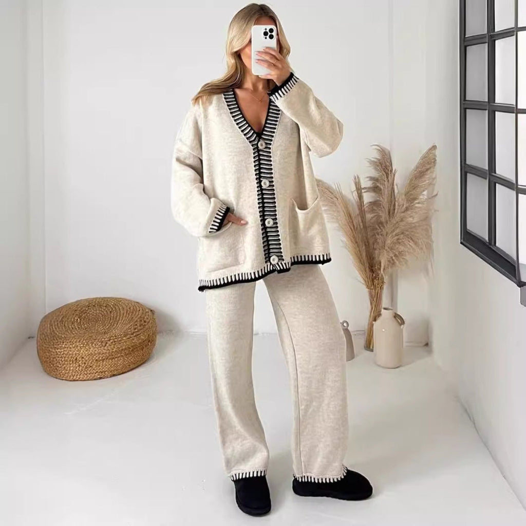 DOLA™ - Cozy Long Sleeve Cardigan and Wide Leg Pants Set