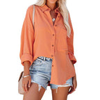 WOLLY™ - Casual Button Down Long Sleeve Blouse