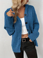 MILSA™ - Cozy Plain Button Front Hooded Cardigan