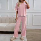 MAHALINA™ – Chic Short Sleeve and Wide Leg Lounge Set