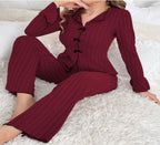 Kenzie™ - Chic V-Neck Top & Pants Loungewear Set
