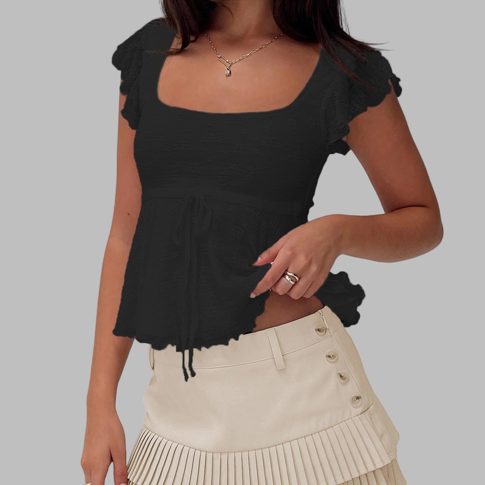 KANE™ - Chic Summer Square Neck Cropped Top