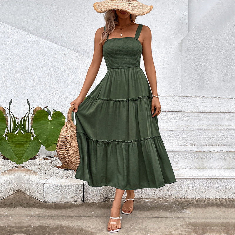 FIORELLE™ – Vintage Frill Hem Shirred Backless Sundress