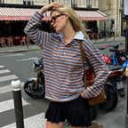 SCARLETT™ - Casual Oversized Striped Collared Top