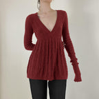 MERYL™ - Classy Long Sleeve V-Neck A-Line Waist Sweater
