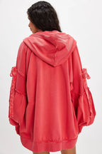 LELENA™ - Chic Zip Up Hooded Side Bow Long Sleeve Jacket