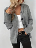 MILSA™ - Cozy Plain Button Front Hooded Cardigan
