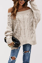 LENNY™ - Chic Off Shoulder Long Sleeve Sweater