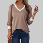 ANESHA™ - Casual Long Sleeve V-Neck Top
