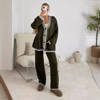 DOLA™ - Cozy Long Sleeve Cardigan and Wide Leg Pants Set