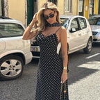 ZENA™ - Classic Polka Dots V-Neck Backless Maxi Dress