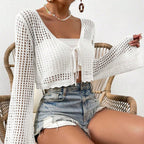 LANI™ – Lightweight Tie Front V-Neck Crop Cardigan