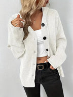 MILSA™ - Cozy Plain Button Front Hooded Cardigan