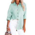 WOLLY™ - Casual Button Down Long Sleeve Blouse