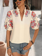 SANA™ - Chic Floral Puff Sleeve Summer Blouse