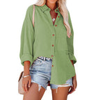 WOLLY™ - Casual Button Down Long Sleeve Blouse