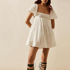 DALAWA™ - Chic Summer Puff Sleeve Square Neck Mini Dress
