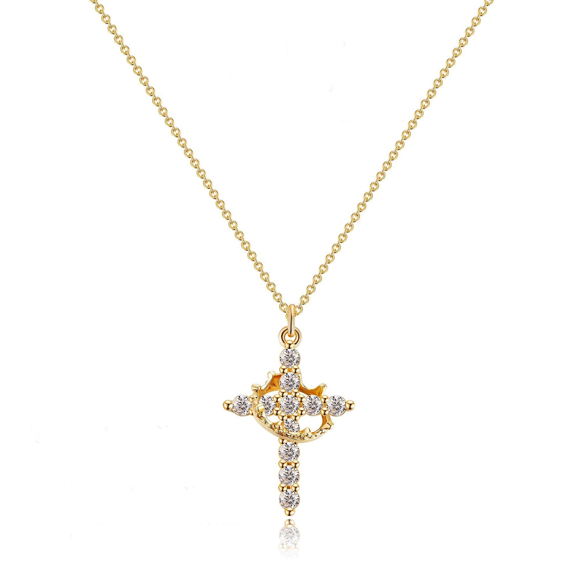 CLARISSE™ – Classic Cross & Crown Necklace