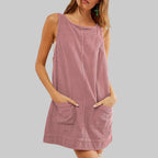 SADA™ - Chic Overall Round Neck A Line Mini Dress