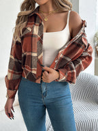 ZABEL™ - Casual Plaid Button Front Long Sleeve Jacket