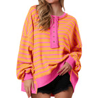 POLANA™ - Casual Oversized Striped Long Sleeve Sweatshirt