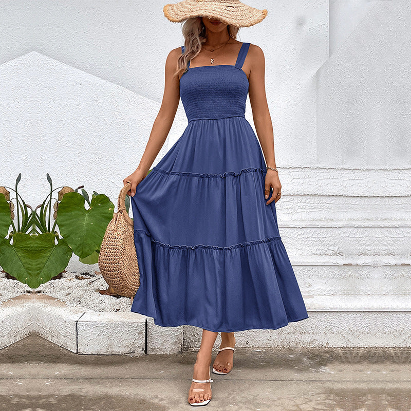 FIORELLE™ – Vintage Frill Hem Shirred Backless Sundress