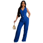 FONORA™ - Elegant V-Neck Crop Tank and High Waist Pants Set