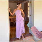 REGINE™ - Elegant Halter Neck Lotus Summer Maxi Dress