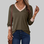 ANESHA™ - Casual Long Sleeve V-Neck Top