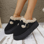 EVANTHE™ - Comfy Platform Short Ankle Buckle Fleece Boots