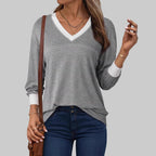 ANESHA™ - Casual Long Sleeve V-Neck Top