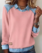 Maria – polo jumper with denim details