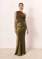 Agnieszka – Satin Maxi Dress with One Shoulder
