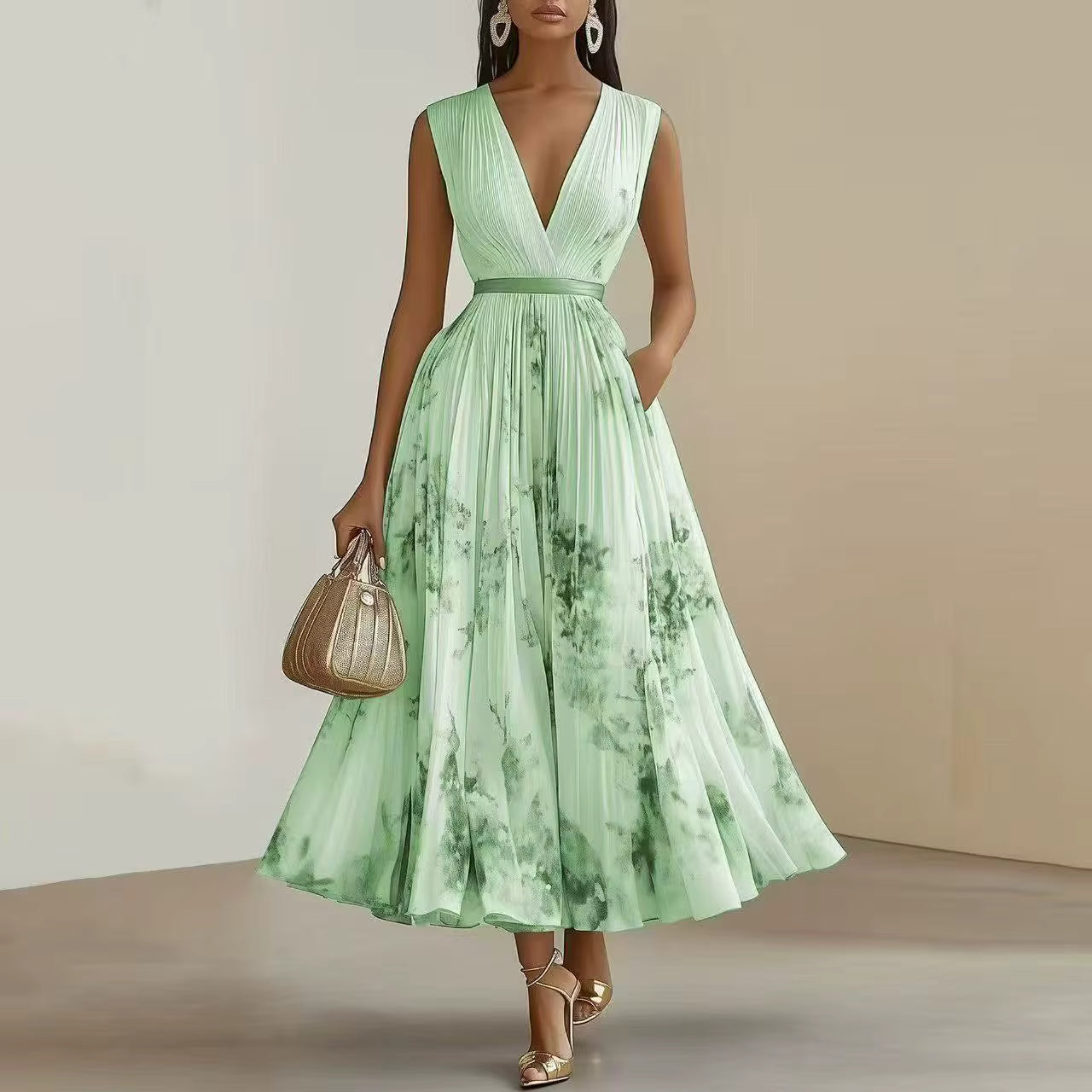 Lidia – Elegant Pleated Maxi Dress
