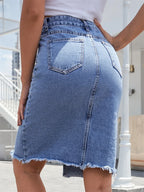 GISELE™ – Casual Slit Midi Denim Skirt