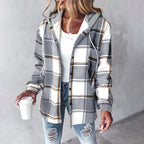 PAIGE™ - Chic Plaid Long-Sleeve Button Down Hooded Jacket