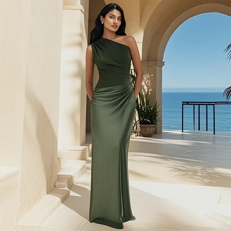 Sophia - Satin Set with One-Shoulder Dress