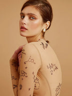 JANELLA™ – Modern Print Mesh Bodysuit