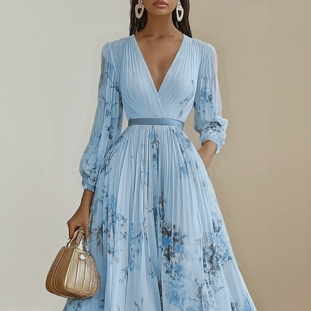 Lidia – Elegant Pleated Maxi Dress