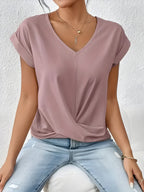 MEIKA™ – Classic Twist Detail V-Neck Top