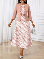 Bożena – Two-Piece Set with Belt and Pattern